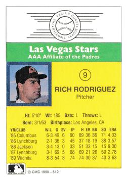 1990 CMC #512 Rich Rodriguez Back