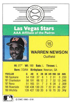 1990 CMC #518 Warren Newson Back