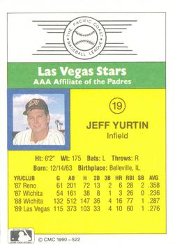 1990 CMC #522 Jeff Yurtin Back
