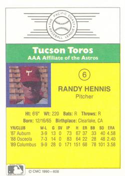 1990 CMC #608 Randy Hennis Back
