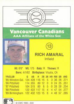 1990 CMC #640 Rich Amaral Back