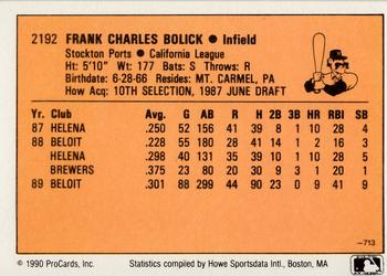 1990 CMC #713 Frank Bolick Back