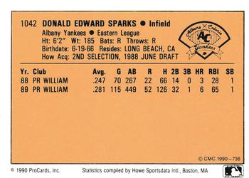 1990 CMC #736 Don Sparks Back