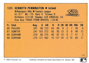 1990 CMC #757 Ken Pennington Back