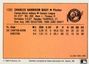 1990 CMC #833 Charles Nagy Back