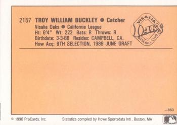 1990 CMC #863 Troy Buckley Back