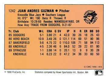 1990 CMC #814 Juan Guzman Back