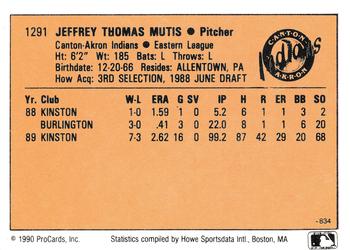 1990 CMC #834 Jeff Mutis Back