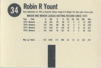 1977 Hostess Twinkies #34 Robin Yount Back