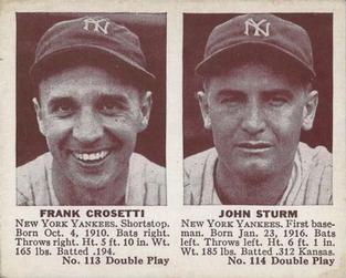 1941 Double Play (R330) #113-114 Frank Crosetti / Johnny Sturm Front