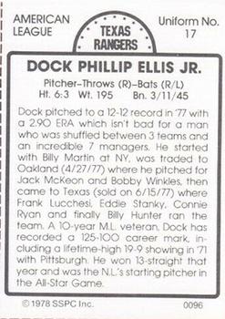 1978 SSPC 270 #96 Dock Ellis Back