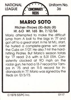 1978 SSPC 270 #117 Mario Soto Back