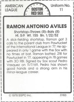 1978 SSPC 270 #163 Ramon Aviles Back