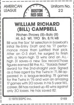 1978 SSPC 270 #169 Bill Campbell Back