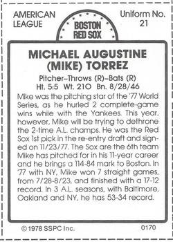 1978 SSPC 270 #170 Mike Torrez Back