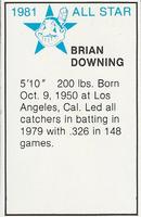 1981 All-Star Game Program Inserts #NNO Brian Downing Back