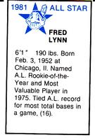 1981 All-Star Game Program Inserts #NNO Fred Lynn Back
