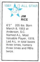 1981 All-Star Game Program Inserts #NNO Jim Rice Back