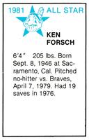 1981 All-Star Game Program Inserts #NNO Ken Forsch Back
