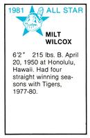 1981 All-Star Game Program Inserts #NNO Milt Wilcox Back