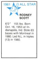 1981 All-Star Game Program Inserts #NNO Rodney Scott Back