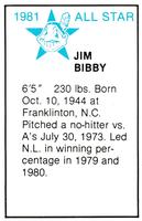 1981 All-Star Game Program Inserts #NNO Jim Bibby Back