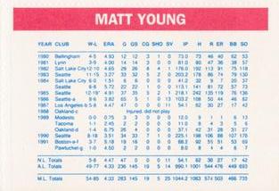 1992 Dunkin' Donuts Boston Red Sox #NNO Matt Young Back