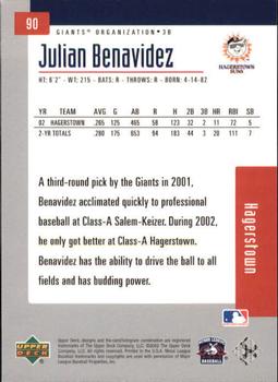 2002 Upper Deck Minor League #90 Julian Benavidez Back