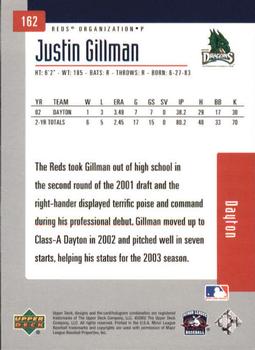 2002 Upper Deck Minor League #162 Justin Gillman Back