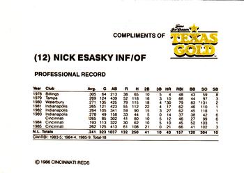 1986 Texas Gold Cincinnati Reds #NNO Nick Esasky Back