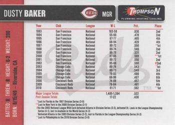 2011 Thompson Plumbing Cincinnati Reds #NNO Dusty Baker Back