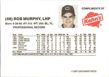 1987 Kahn's Cincinnati Reds #NNO Rob Murphy Back