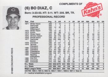 1988 Kahn's Cincinnati Reds #NNO Bo Diaz Back