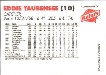 1994 Kahn's Cincinnati Reds #NNO Eddie Taubensee Back