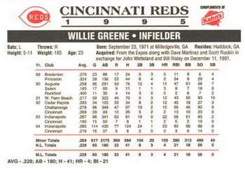 1995 Kahn's Cincinnati Reds #NNO Willie Greene Back