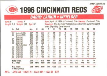 1996 Kahn's Cincinnati Reds #NNO Barry Larkin Back