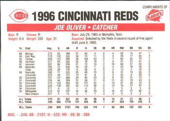 1996 Kahn's Cincinnati Reds #NNO Joe Oliver Back