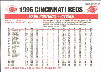 1996 Kahn's Cincinnati Reds #NNO Mark Portugal Back