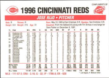 1996 Kahn's Cincinnati Reds #NNO Jose Rijo Back