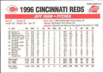 1996 Kahn's Cincinnati Reds #NNO Jeff Shaw Back
