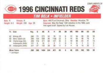 1996 Kahn's Cincinnati Reds #NNO Tim Belk Back