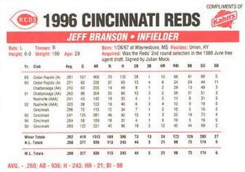 1996 Kahn's Cincinnati Reds #NNO Jeff Branson Back