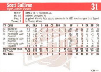 1998 Kahn's Cincinnati Reds #NNO Scott Sullivan Back