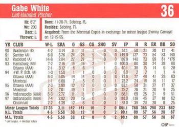 1998 Kahn's Cincinnati Reds #NNO Gabe White Back