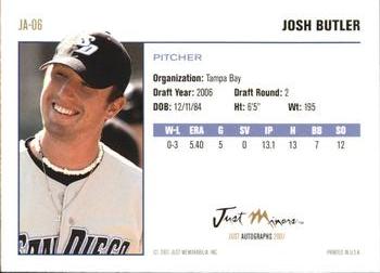 2007 Just Autographs #JA-06 Josh Butler Back