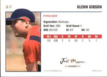 2007 Just Autographs #JA-17 Glenn Gibson Back