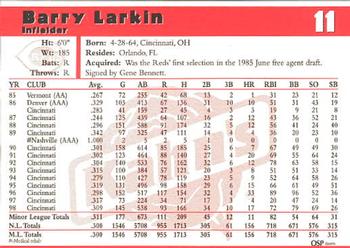 1999 Kahn's Cincinnati Reds #NNO Barry Larkin Back