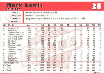 1999 Kahn's Cincinnati Reds #NNO Mark Lewis Back