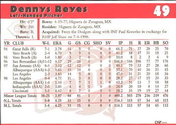 1999 Kahn's Cincinnati Reds #NNO Dennys Reyes Back