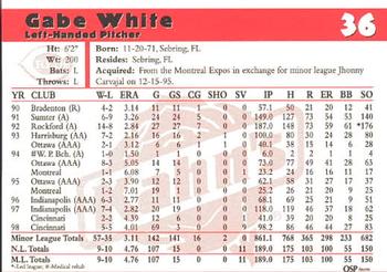 1999 Kahn's Cincinnati Reds #NNO Gabe White Back